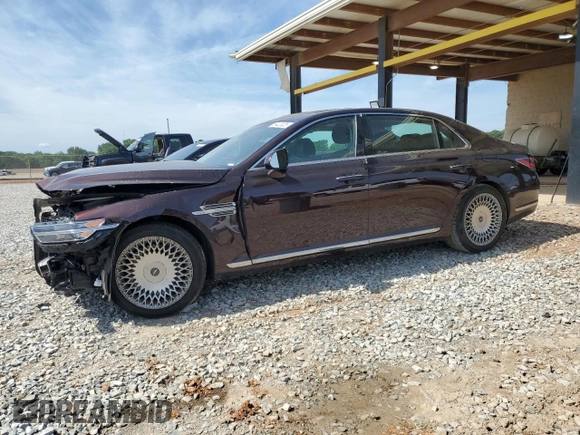 2021 Genesis G90 Ultimate z VIN KMTF54PH5MU087053, wystawiony jako Copart lot #56423025 z przebiegiem 45 877 mil mil oraz Szkoda całkowita • Salvage title. Historia ofert i sprzedaży dostępna na DreamBid. Obrazek 1.