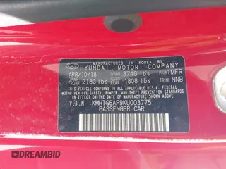 2019 Hyundai Veloster Premium с VIN KMHTG6AF9KU003775, выставлен на аукционе IAAI как лот 41821981 с пробегом 61 510 миль миль и . История ставок и продаж доступна на DreamBid. Изображение 9.