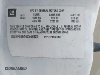 2004 Pontiac Grand Am SE1 with VIN 1G2NF52E44C248920, listed as a IAAI auction lot 41654124 with 158,656 mi miles. Bid and sale history available at carsss.com. Image 9.