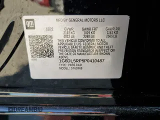 2023 Cadillac CT4-V Blackwing with VIN 1G6DL5RP5P0410487, listed as a Copart auction lot 52777455 with Not Provided miles and Salvage Title. Bid and sale history available at DreamBid. Image 12.