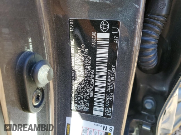 2022 Toyota C-HR XLE with VIN NMTKHMBX5NR140566, listed as a Copart auction lot 43204845 with Not Provided miles and Salvage Title. Bid and sale history available at DreamBid. Image 13.