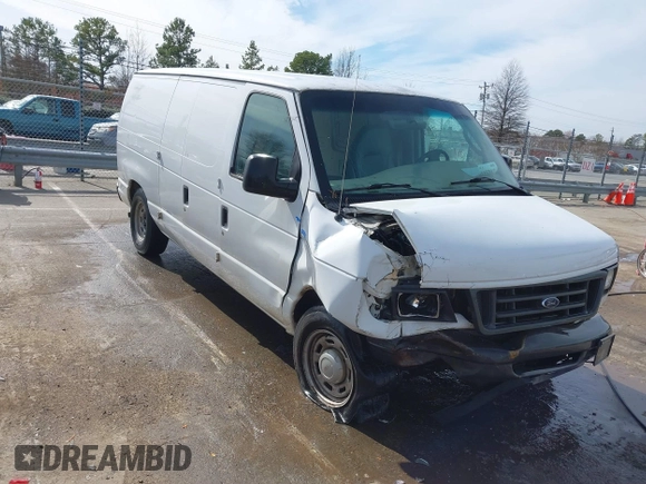 2005 Ford Econoline Cargo with VIN 1FTRE14W45HA10505, listed as a IAAI auction lot 41553982 with 190,357 mi miles and . Bid and sale history available at DreamBid. Image 1.