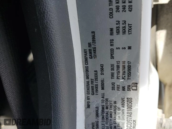 2010 GMC Canyon SLE1 with VIN 1GTDSCD97A8100508, listed as a Copart auction lot 47744055 with 150,018 mi miles and Salvage Title. Bid and sale history available at carsss.com. Image 14.