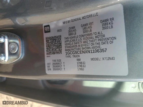 2022 Chevrolet Colorado 2WD LT with VIN 1GCGSCENXN1106357, listed as a Copart auction lot 50094975 with 32,409 mi miles and Salvage Title. Bid and sale history available at carsss.com. Image 12.