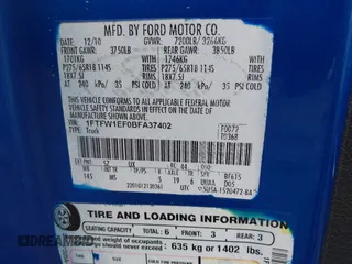 2011 Ford F-150 XL with VIN 1FTFW1EF0BFA37402, listed as a IAAI auction lot 41622872 with 212,279 mi miles. Bid and sale history available at carsss.com. Image 9.