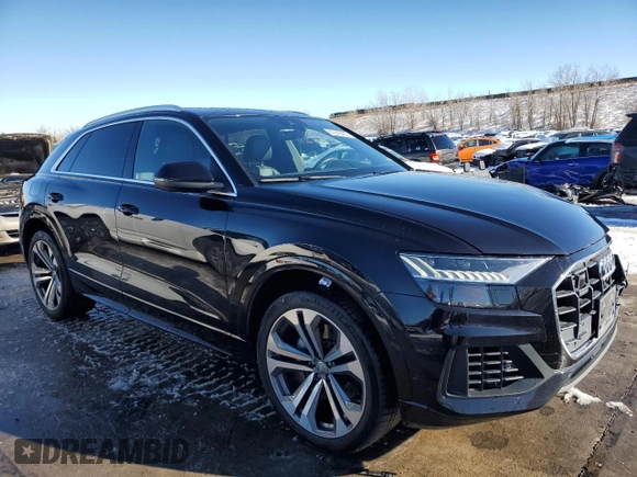 2019 Audi Q8 Prestige with VIN WA1CVAF11KD045541, listed as a Copart auction lot 87643435 with 62,807 mi miles and Salvage title. Bid and sale history available at DreamBid. Image 4.