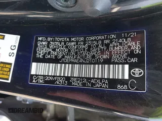 2022 Toyota Corolla LE with VIN JTDEPMAE4NJ210119, listed as a IAAI auction lot 41816013 with 50,431 mi miles. Bid and sale history available at carsss.com. Image 9.