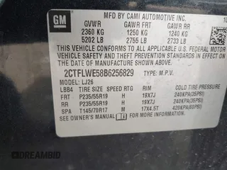 2011 GMC Terrain SLT-2 with VIN 2CTFLWE58B6256829, listed as a IAAI auction lot 41893507 with 196,243 mi miles and . Bid and sale history available at carsss.com. Image 9.