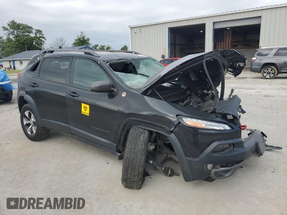 2014 Jeep Cherokee Trailhawk with VIN 1C4PJMBB2EW173458, listed as a Copart auction lot 56146355 with Not provided miles and Salvage title. Bid and sale history available at DreamBid. Image 4.