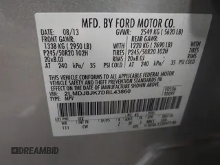 2013 Lincoln MKX with VIN 2LMDJ8JK7DBL43860, listed as a IAAI auction lot 41420211 with 130,175 mi miles. Bid and sale history available at carsss.com. Image 9.