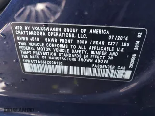 2015 Volkswagen Passat 1.8T S with VIN 1VWAT7A35FC006183, listed as a IAAI auction lot 40901588 with 138,030 mi miles. Bid and sale history available at carsss.com. Image 9.