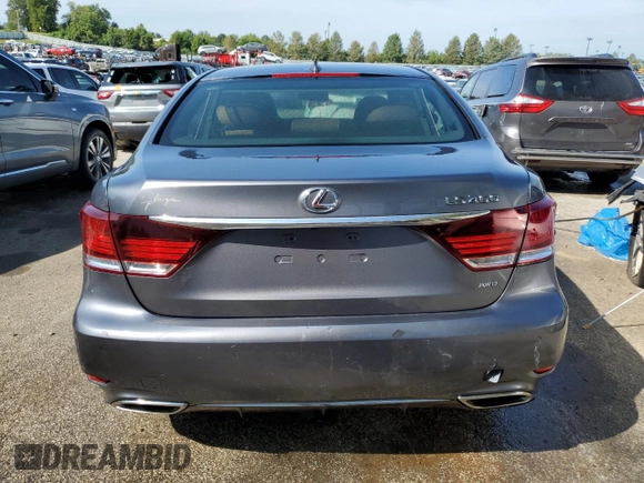 2014 Lexus LS 460 with VIN JTHCL5EF7E5021967, listed as a Copart auction lot 57899953 with 40,355 mi miles and Salvage title. Bid and sale history available at DreamBid. Image 6.