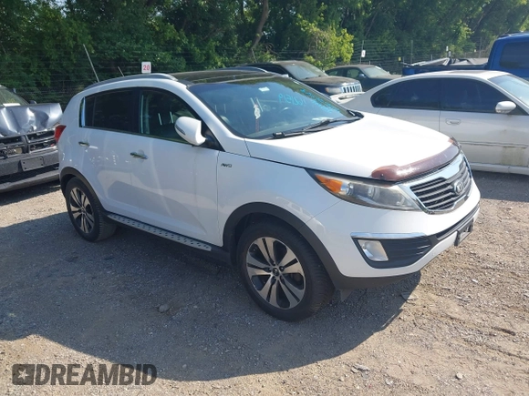 2013 Kia Sportage EX with VIN KNDPCCA22D7363985, listed as a IAAI auction lot 42621519 with 160,029 mi miles and . Bid and sale history available at DreamBid. Image 1.