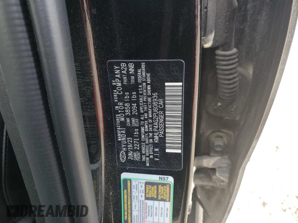2023 Hyundai Elantra Limited with VIN KMHLP4AG2PU608936, listed as a Copart auction lot 48985815 with 24,299 mi miles and Salvage Title. Bid and sale history available at DreamBid. Image 13.