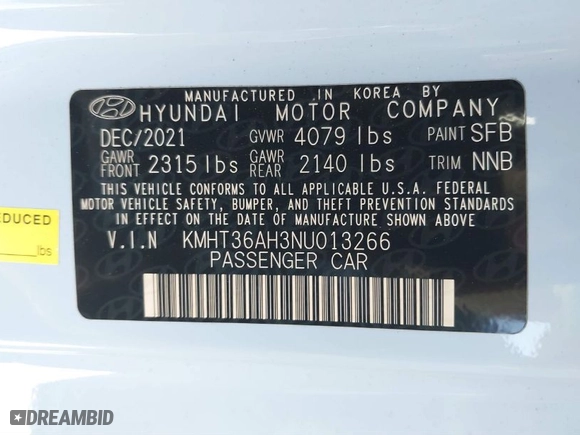 2022 Hyundai Veloster N with VIN KMHT36AH3NU013266, listed as a IAAI auction lot 41822289 with 14,715 mi miles. Bid and sale history available at carsss.com. Image 9.
