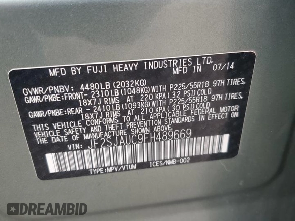 2015 Subaru Forester Touring z VIN JF2SJAUC9FH489669, wystawiony jako Copart lot #55339775 z przebiegiem 114 814 mil mil oraz Szkoda całkowita • Salvage title. Historia ofert i sprzedaży dostępna na DreamBid. Obrazek 13.