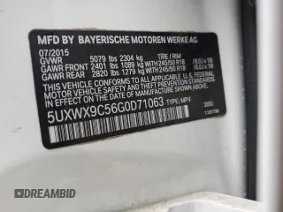 2016 BMW X3 xDrive28i z VIN 5UXWX9C56G0D71063, wystawiony jako Copart lot #56245155 z przebiegiem 82 491 mil mil oraz Szkoda całkowita • Salvage title. Historia ofert i sprzedaży dostępna na DreamBid. Obrazek 12.