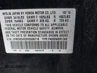 2017 Honda Fit LX with VIN JHMGK5H53HS006718, listed as a IAAI auction lot 41482503 with 77,164 mi miles. Bid and sale history available at carsss.com. Image 9.