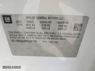 2015 Chevrolet Malibu LT with VIN 1G11D5SL6FF230136, listed as a IAAI auction lot 41846328 with 188,317 mi miles. Bid and sale history available at carsss.com. Image 9.