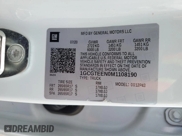 2021 Chevrolet Colorado 4WD ZR2 z VIN 1GCGTEEN0M1108190, wystawiony jako Copart lot #54159655 z przebiegiem 64 447 mil mil oraz Szkoda całkowita • Salvage title. Historia ofert i sprzedaży dostępna na DreamBid. Obrazek 12.
