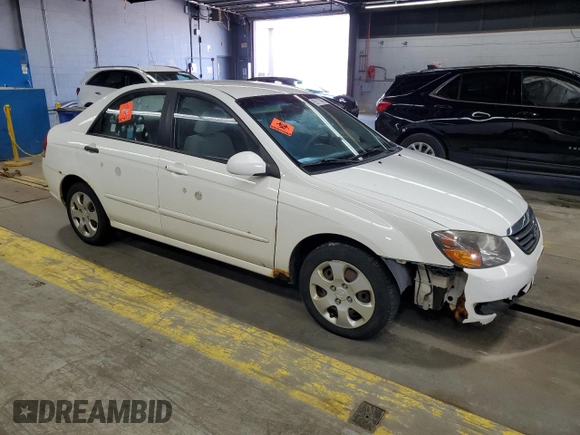 2009 Kia Spectra EX with VIN KNAFE221495654137, listed as a Copart auction lot 55777665 with 187,453 mi miles and Clean Title. Bid and sale history available at DreamBid. Image 4.