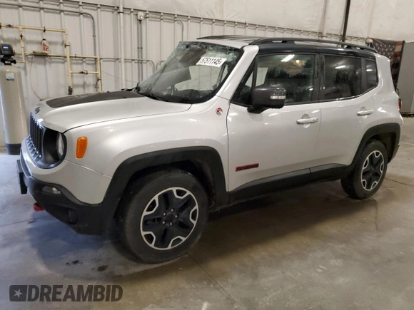 2017 Jeep Renegade Trailhawk with VIN ZACCJBCB2HPF93496, listed as a Copart auction lot 57511145 with 81,163 mi miles and Salvage title. Bid and sale history available at DreamBid. Image 1.