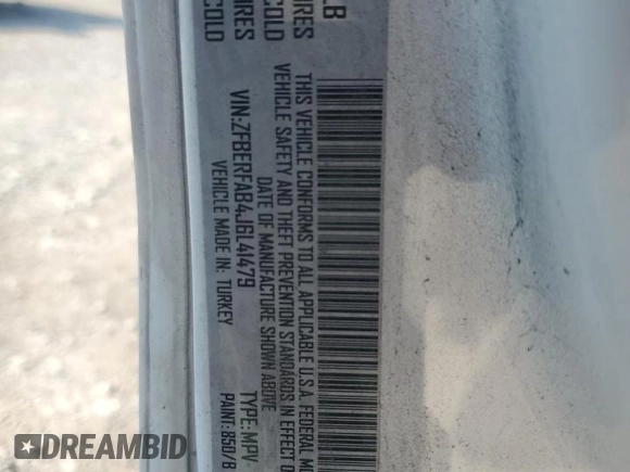 2018 Ram ProMaster City Cargo Tradesman with VIN ZFBERFAB4J6L41479, listed as a Copart auction lot 63806924 with 53,151 mi miles and Salvage Title. Bid and sale history available at DreamBid. Image 13.