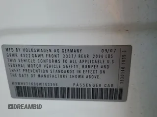 2008 Volkswagen GTI z VIN WVWHV71K88W103396, wystawiony jako Copart lot #45678765 z przebiegiem 132 088 mil mil oraz Szkoda całkowita • Salvage title. Historia ofert i sprzedaży dostępna na DreamBid. Obrazek 12.