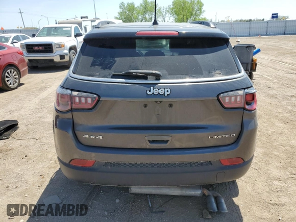 2018 Jeep Compass Limited with VIN 3C4NJDCB9JT261879, listed as a Copart auction lot 56523365 with 172,382 mi miles and Salvage title. Bid and sale history available at DreamBid. Image 6.