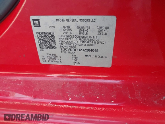 2018 Chevrolet Silverado 1500 LT with VIN 1GCVKREH2JZ264045, listed as a IAAI auction lot 42020426 with 135,719 mi miles and . Bid and sale history available at DreamBid. Image 9.