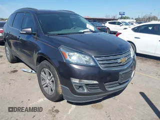 2015 Chevrolet Traverse LT z VIN 1GNKRHKD7FJ102936, wystawiony jako IAAI lot #41711930 z przebiegiem 129 644 mil mil oraz . Historia ofert i sprzedaży dostępna na DreamBid. Obrazek 1.