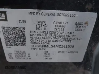 2021 GMC Acadia SLT with VIN 1GKKNMLS4MZ141920, listed as a IAAI auction lot 41149390 with 81,090 mi miles. Bid and sale history available at carsss.com. Image 9.