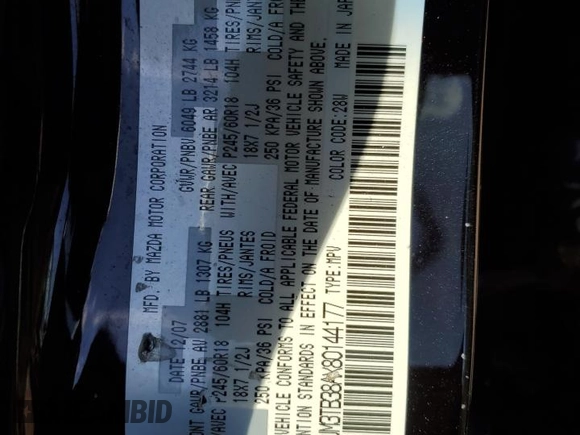 2008 Mazda CX-9 Grand Touring with VIN JM3TB38AX80144177, listed as a Copart auction lot 46460815 with 168,650 mi miles and Salvage Title. Bid and sale history available at carsss.com. Image 13.
