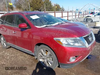 2016 Nissan Pathfinder Platinum with VIN 5N1AR2MM3GC614144, listed as a IAAI auction lot 41554806 with 130,398 mi miles. Bid and sale history available at carsss.com. Image 1.