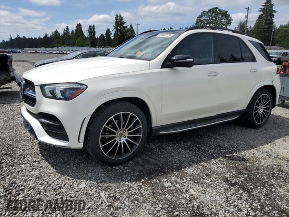 2021 Mercedes-Benz GLE 350 with VIN 4JGFB4KE5MA424077, listed as a Copart auction lot 58369235 with 21,237 mi miles and Salvage title. Bid and sale history available at DreamBid. Image 1.
