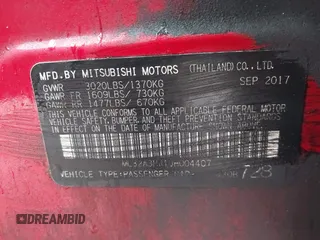 2018 Mitsubishi Mirage ES z VIN ML32A3HJ1JH004407, wystawiony jako IAAI lot #41557122 z przebiegiem 105 549 mil mil oraz . Historia ofert i sprzedaży dostępna na DreamBid. Obrazek 9.