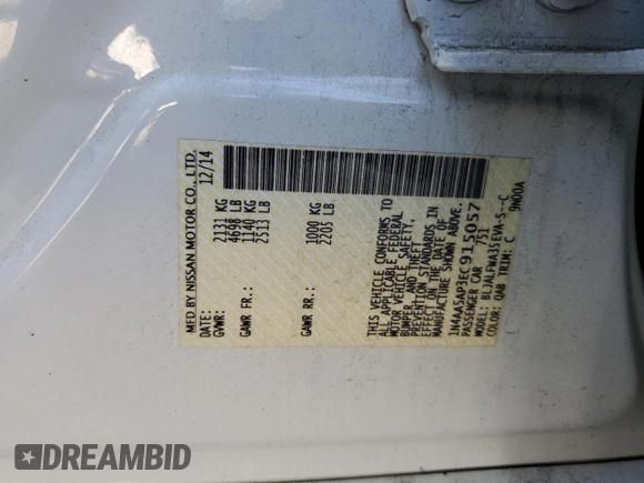 2014 Nissan Maxima SV z VIN 1N4AA5AP3EC915057, wystawiony jako Copart lot #49204885 z przebiegiem 41 447 mil mil oraz Szkoda całkowita • Salvage title. Historia ofert i sprzedaży dostępna na DreamBid. Obrazek 14.