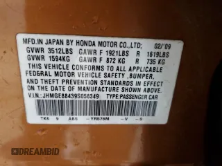 2009 Honda Fit Sport z VIN JHMGE88439S058349, wystawiony jako Copart lot #56873185 z przebiegiem 117 523 mil mil oraz Szkoda całkowita • Salvage title. Historia ofert i sprzedaży dostępna na DreamBid. Obrazek 12.