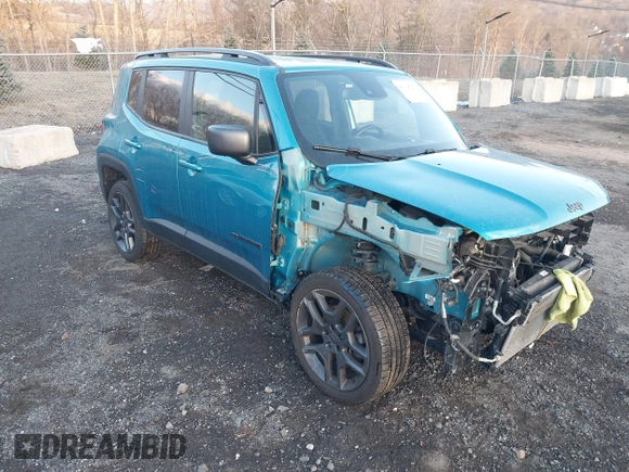 2021 Jeep Renegade Latitude with VIN ZACNJDBB7MPM53764, listed as a IAAI auction lot 41364522 with 58,457 mi miles. Bid and sale history available at carsss.com. Image 1.