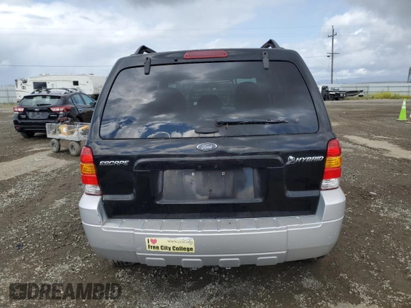 2007 Ford Escape Hybrid with VIN 1FMCU49H07KB70757, listed as a Copart auction lot 56345955 with 174,336 mi miles and Clean title. Bid and sale history available at DreamBid. Image 6.