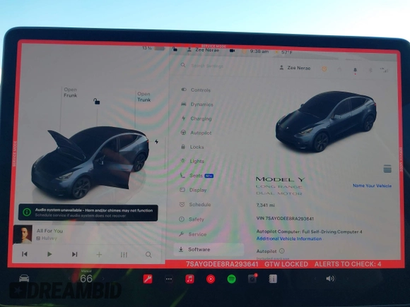 2024 Tesla Model Y Long Range with VIN 7SAYGDEE8RA293641, listed as a IAAI auction lot 41891018 with 7,341 mi miles and . Bid and sale history available at DreamBid. Image 19.