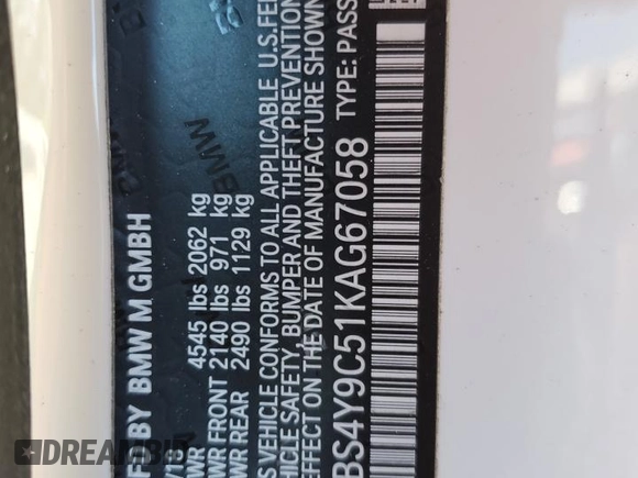 2019 BMW M4 with VIN WBS4Y9C51KAG67058, listed as a Copart auction lot 81354064 with 63,350 mi miles and Salvage Title. Bid and sale history available at carsss.com. Image 13.