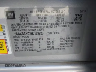 2017 Buick Enclave Convenience with VIN 5GAKRAKD3HJ103926, listed as a IAAI auction lot 42042628 with 50,577 mi miles and . Bid and sale history available at DreamBid. Image 9.