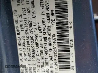 2008 Honda CR-V EX z VIN JHLRE38528C046579, wystawiony jako Copart lot #57344655 z przebiegiem 177 828 mil mil oraz Szkoda całkowita • Salvage title. Historia ofert i sprzedaży dostępna na DreamBid. Obrazek 13.