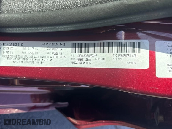 2015 Chrysler 200 S with VIN 1C3CCCBG4FN727223, listed as a Copart auction lot 54967785 with 90,451 mi miles and Clean Title. Bid and sale history available at carsss.com. Image 10.