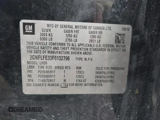 2015 Chevrolet Equinox LT with VIN 2GNFLFE33F6132796, listed as a IAAI auction lot 42007913 with 124,232 mi miles and . Bid and sale history available at DreamBid. Image 9.