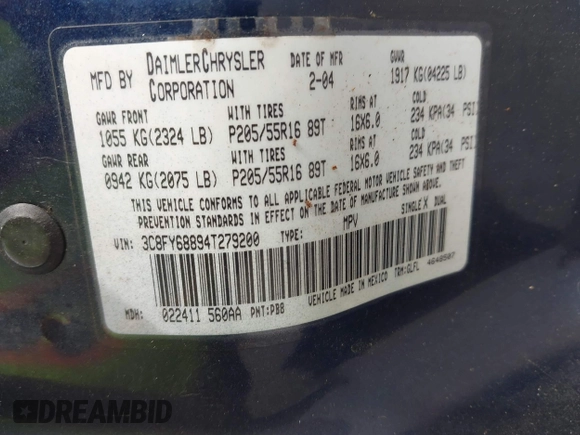 2004 Chrysler PT Cruiser Limited with VIN 3C8FY68894T279200, listed as a IAAI auction lot 41599657 with 243,069 mi miles and . Bid and sale history available at DreamBid. Image 9.