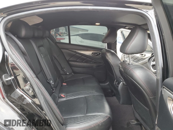 2019 Infiniti Q50 Red Sport 400 with VIN JN1FV7APXKM760676, listed as a Copart auction lot 53042805 with 112,374 mi miles and Salvage title. Bid and sale history available at DreamBid. Image 10.