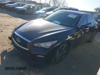 2014 Infiniti Q50 Hybrid Premium with VIN JN1AV7APXEM690577, listed as a IAAI auction lot 41493689 with 89,337 mi miles and . Bid and sale history available at DreamBid. Image 2.