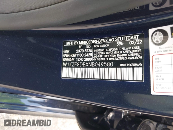 2022 Mercedes-Benz E 350 z VIN W1KZF8DBXNB049580, wystawiony jako IAAI lot #42102354 z przebiegiem 5 284 mil mil oraz . Historia ofert i sprzedaży dostępna na DreamBid. Obrazek 9.
